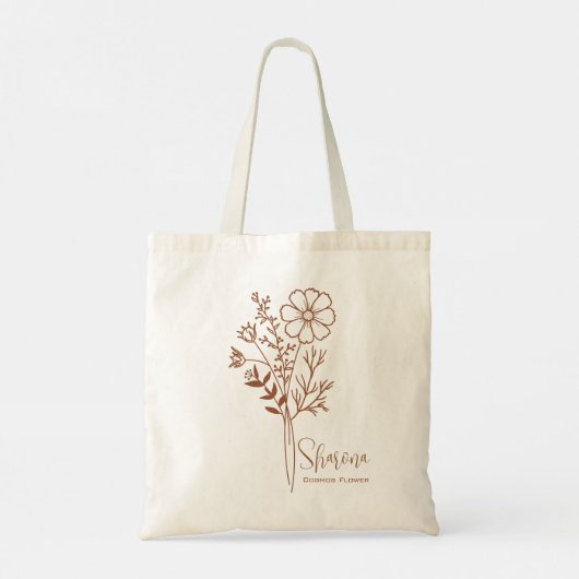 Gepersonaliseerde Geboortemaand Bloem Oktober Boho Tote Bag (Achterkant)