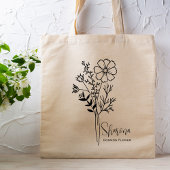 Gepersonaliseerde Geboortemaand Bloem Oktober Boho Tote Bag