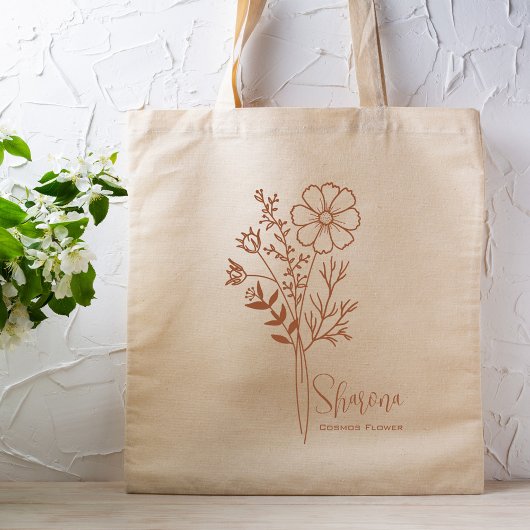 Gepersonaliseerde Geboortemaand Bloem Oktober Boho Tote Bag