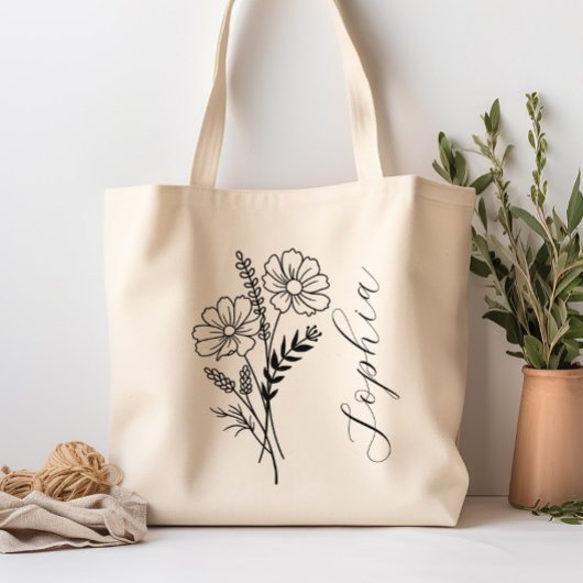 Gepersonaliseerde Geboortemaand Bloem Oktober Tote Bag