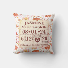 Gepersonaliseerde Geboortestatus Boho Rainbows Kussen