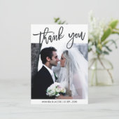 Gepersonaliseerde Geborstelde Huwelijksfoto Dank u Kaart (Staand voorkant)