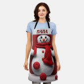 Gepersonaliseerde gebreide sneeuwpop schort (Gedragen)