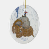 Gepersonaliseerde Gedateerd Geit Yule van de Kunst Keramisch Ornament (Rechts)