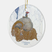 Gepersonaliseerde Gedateerd Geit Yule van de Kunst Keramisch Ornament (Links)