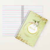 Gepersonaliseerde Gedempte Groen en Golden Notitieboek (Binnen)