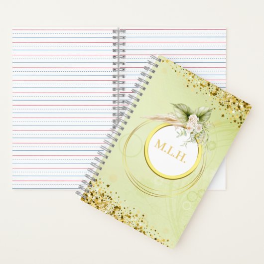 Gepersonaliseerde Gedempte Groen en Golden Notitieboek (Binnen)
