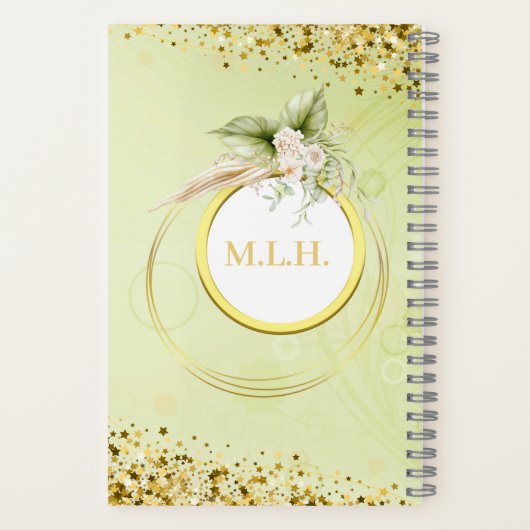 Gepersonaliseerde Gedempte Groen en Golden Notitieboek (Achterkant)