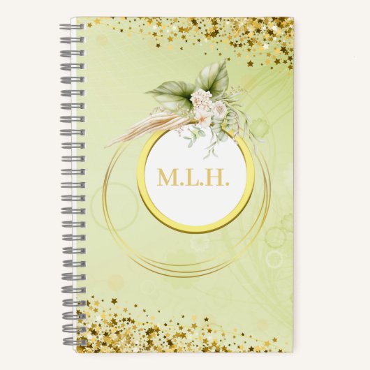 Gepersonaliseerde Gedempte Groen en Golden Notitieboek (Voorkant)