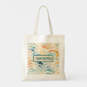 Gepersonaliseerde gedempte pastel Abstracte boog Tote Bag (Achterkant)