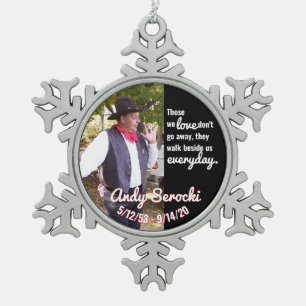 Gepersonaliseerde gedenkornament voor Memorial Sno Tin Sneeuwvlok Ornament