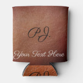 Gepersonaliseerde Gedrukte Faux Lederen Stubby Hou Blikjeskoeler (Voorkant)