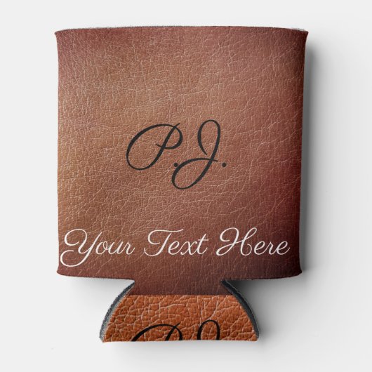Gepersonaliseerde Gedrukte Faux Lederen Stubby Hou Blikjeskoeler (Voorkant)