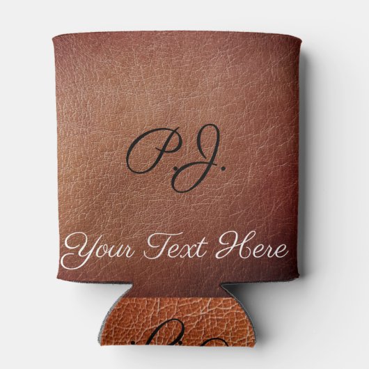 Gepersonaliseerde Gedrukte Faux Lederen Stubby Hou Blikjeskoeler (Achterkant)