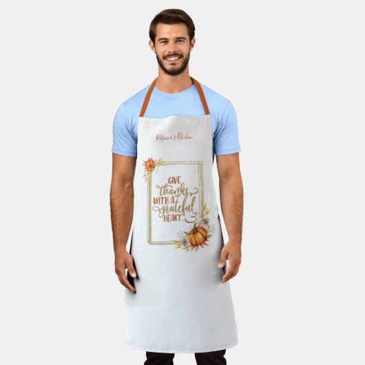 Gepersonaliseerde Geef Bedankt Pompoen Lijst Schor Schort (Gedragen)