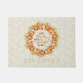 Gepersonaliseerde Geef Bedankt Pompoenkrans Deurmat