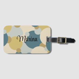 Gepersonaliseerde geel-blauwe moleculen bagagelabe bagagelabel