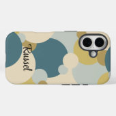 Gepersonaliseerde geel-blauwe moleculen iPhone cas Case-Mate iPhone Case (Achterkant (horizontaal))