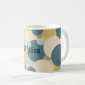 Gepersonaliseerde geel-blauwe moleculen koffiemok (Voorkant rechts)