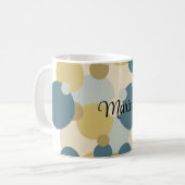 Gepersonaliseerde geel-blauwe moleculen koffiemok (Voorkant links)
