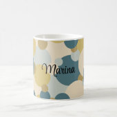 Gepersonaliseerde geel-blauwe moleculen koffiemok (Center)