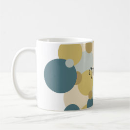 Gepersonaliseerde geel-blauwe moleculen koffiemok