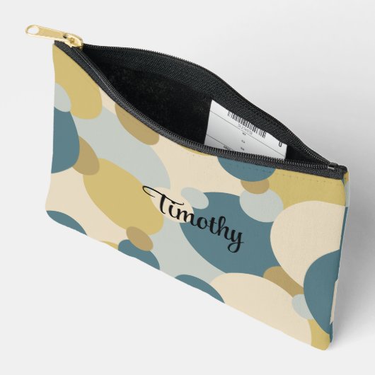 Gepersonaliseerde geel-blauwe moleculen toilettas etui (Open)