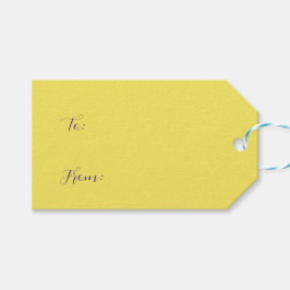 Gepersonaliseerde geel en paarse bloem cadeaulabel