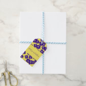 Gepersonaliseerde geel en paarse bloem cadeaulabel (Met Touw)