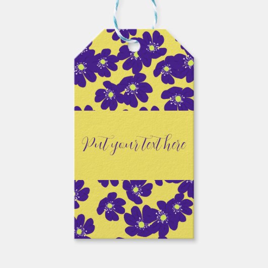 Gepersonaliseerde geel en paarse bloem cadeaulabel (Voorkant)