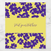 Gepersonaliseerde geel en paarse bloem wijn etiket (Enkel label)