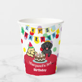 Gepersonaliseerde geel en zwart labradors verjaard papieren bekers (Voorkant)