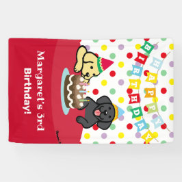 Gepersonaliseerde geel en zwart labradors verjaard spandoek