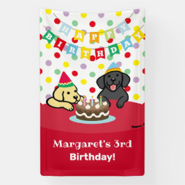 Gepersonaliseerde geel en zwart labradors verjaard spandoek