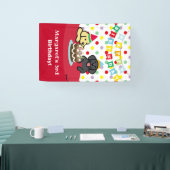 Gepersonaliseerde geel en zwart labradors verjaard spandoek (Beurs)