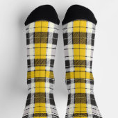 Gepersonaliseerde Geel en Zwart Tartan Plakken Cus Sokken (Top)