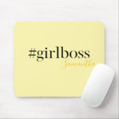Gepersonaliseerde Geel #GirlBoss Naam Muismat (Met muis)