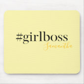 Gepersonaliseerde Geel #GirlBoss Naam Muismat (Voorkant)