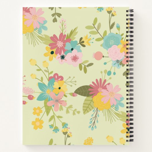 Gepersonaliseerde geel roze groene bloemen Baby sh Notitieboek (Achterkant)