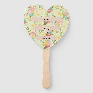 Gepersonaliseerde geel roze groene bloemen handwaaier