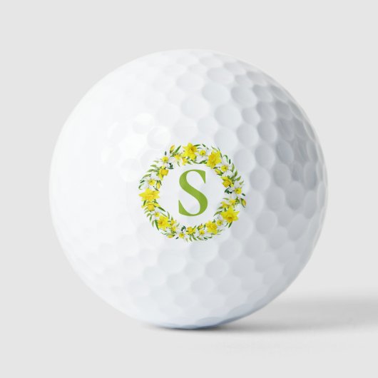 Gepersonaliseerde Geel Wit Daffodil Garland Golfballen (Voorkant)