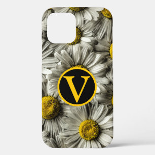 Gepersonaliseerde geel wit & zwart madeliefje bloe Case-Mate iPhone case