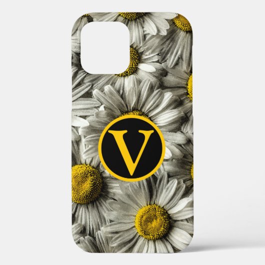 Gepersonaliseerde geel wit & zwart madeliefje bloe Case-Mate iPhone case (Achterkant)