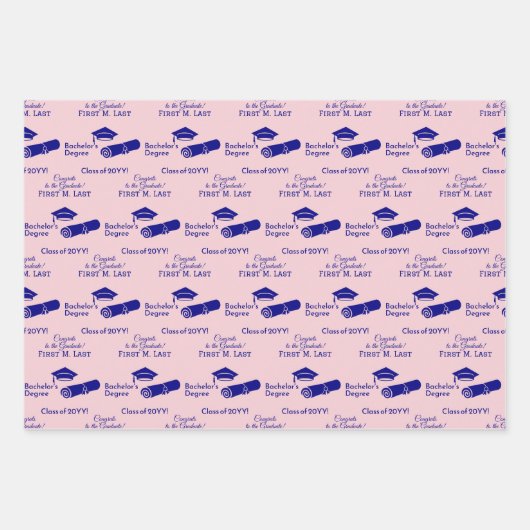 Gepersonaliseerde Gefeliciteerd Afstuderen Cap Dip Inpakpapier Vel (Voorkant 2)