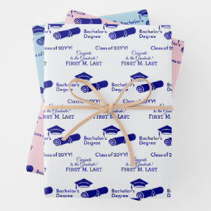 Gepersonaliseerde Gefeliciteerd Afstuderen Cap Dip Inpakpapier Vel