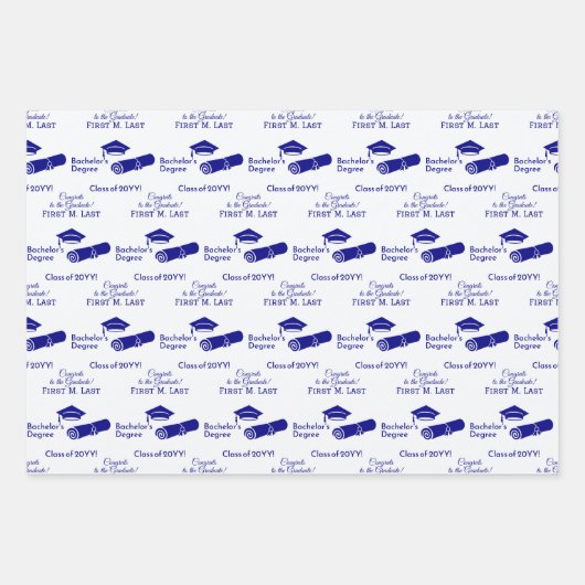 Gepersonaliseerde Gefeliciteerd Afstuderen Cap Dip Inpakpapier Vel (Voorkant)