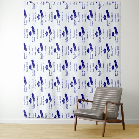 Gepersonaliseerde Gefeliciteerd Afstuderen Cap Dip Wandkleed (In situ)