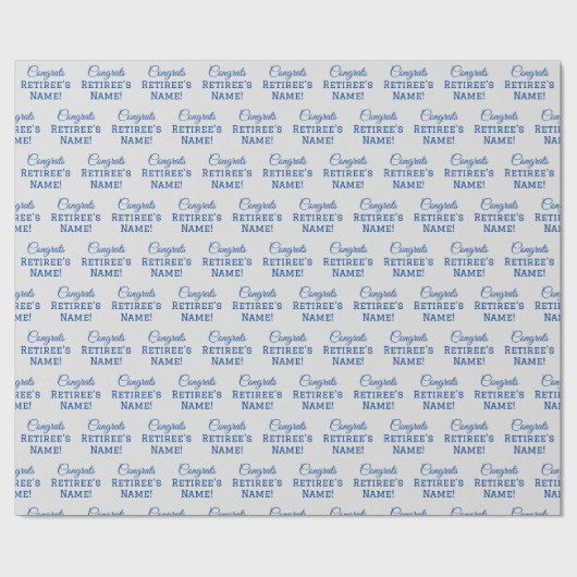Gepersonaliseerde Gefeliciteerd met pensioen! Blau Cadeaupapier (Vlak)