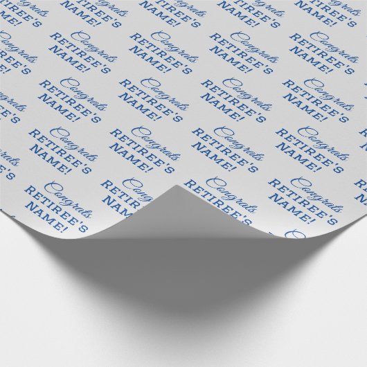 Gepersonaliseerde Gefeliciteerd met pensioen! Blau Cadeaupapier (Hoek)