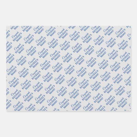 Gepersonaliseerde Gefeliciteerd met pensioen! Blau Inpakpapier Vel (Voorkant)